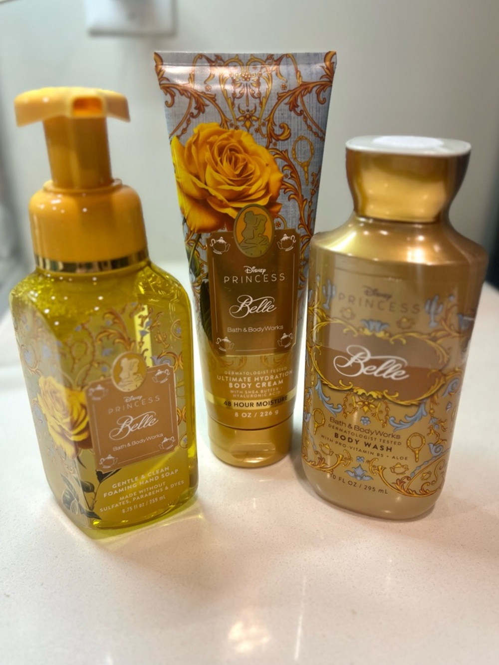 Bath & Body Works - Disney Collection (Belle) Yellow & Gold Body Care Trio
